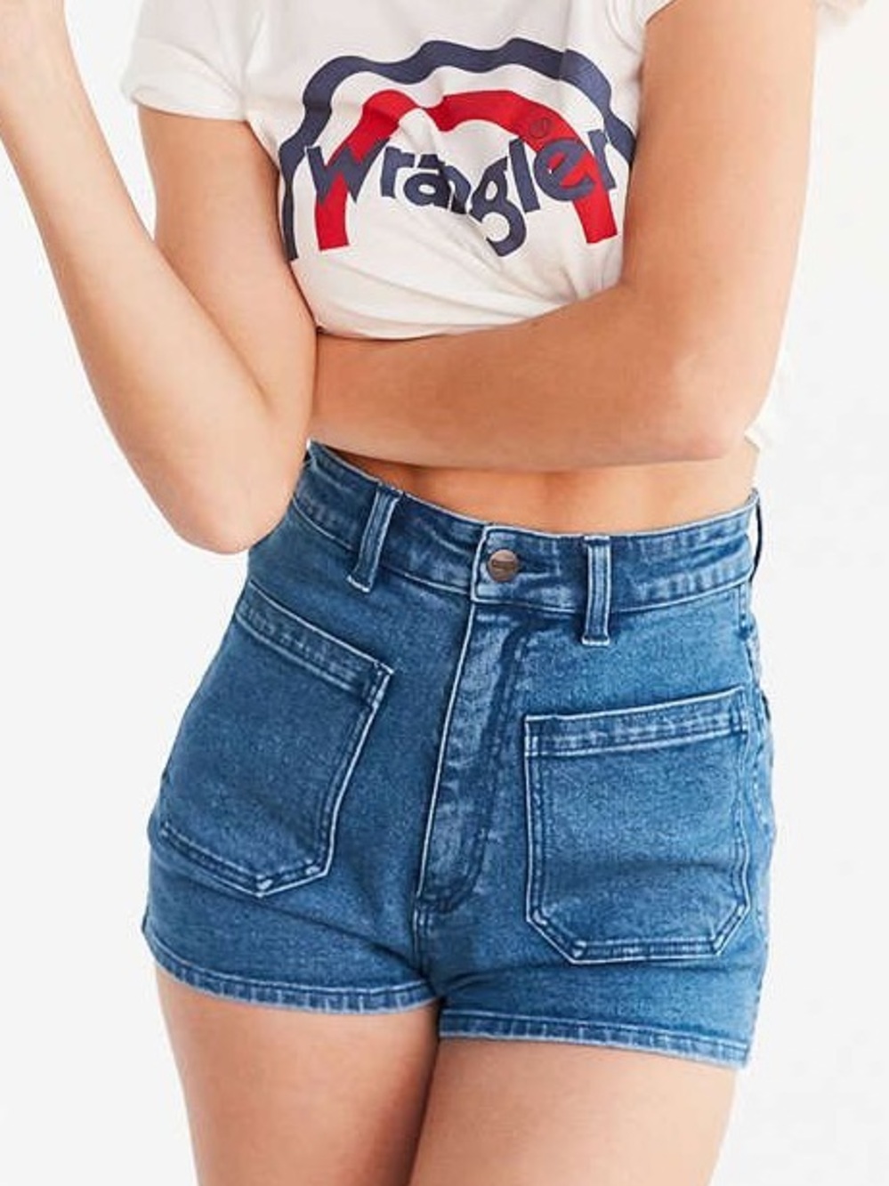 Wrangler Pin-Up Rainbow Patch Denim Shorts